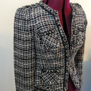 WHBM Black and White purple Tweed Blazer woman's 00 like new